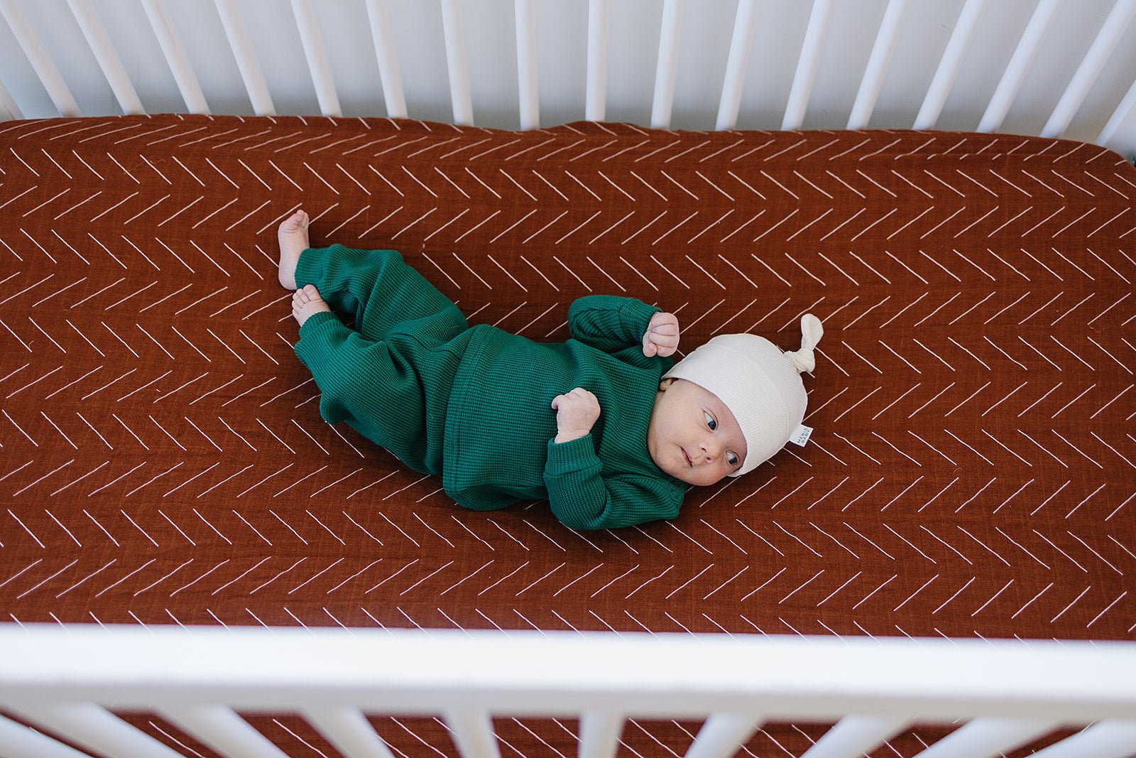 Rust Mudcloth Muslin Crib Sheet - Tenth & Pine -