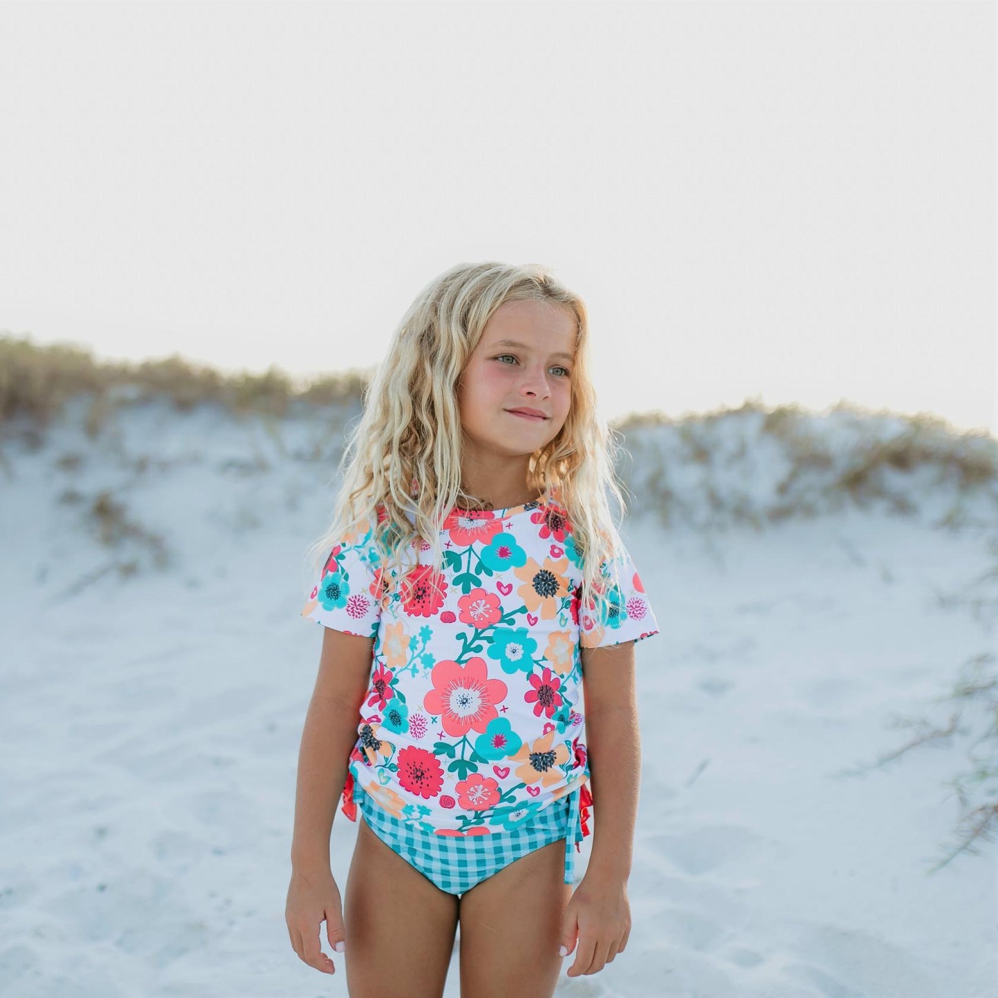 Teal Gingham Rash Guard Swimsuit - Tenth & Pine - Swimsuit - 18 Months - Oopsie Daisy