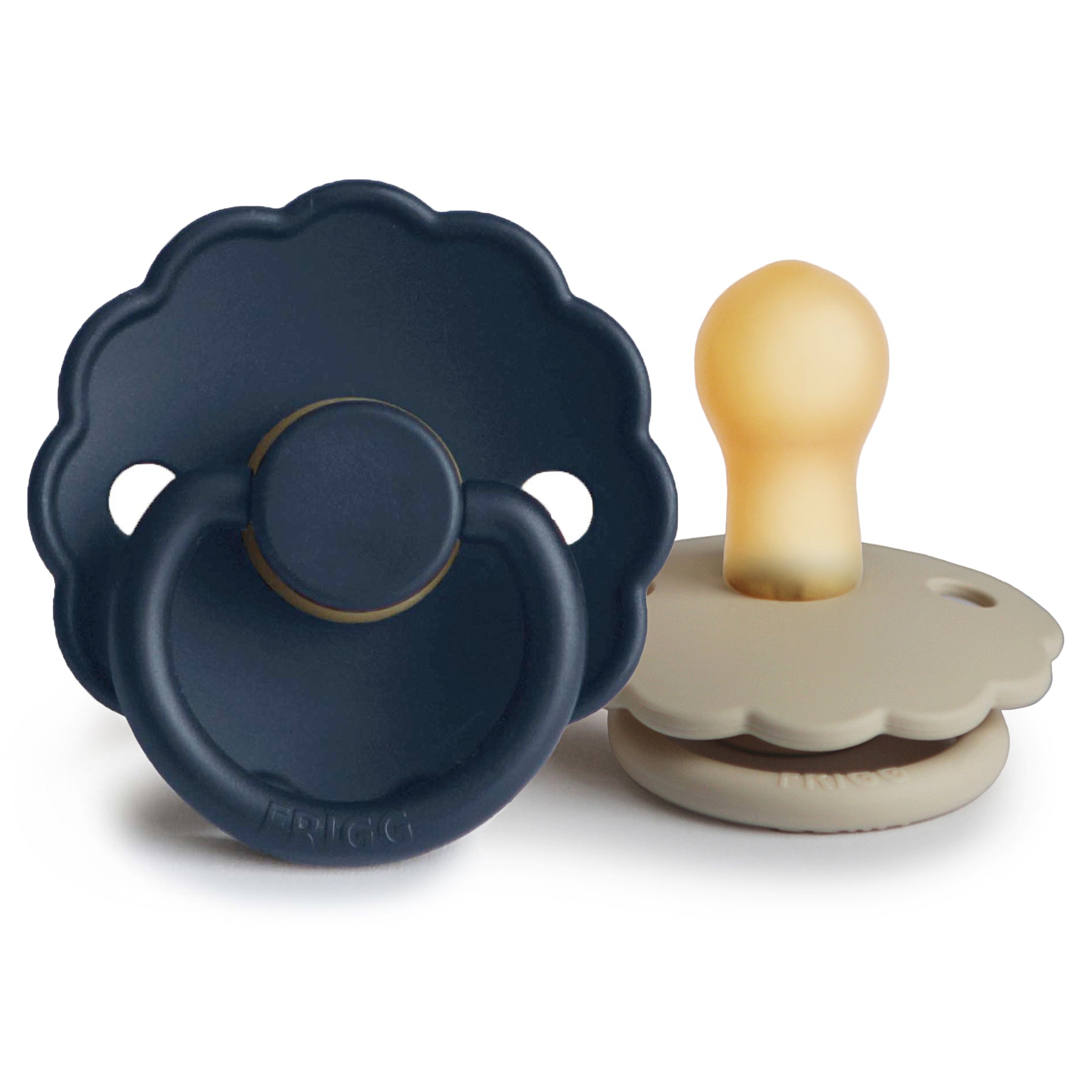 FRIGG Daisy Natural Rubber Pacifier 2 - Pack - Tenth & Pine - FRIGG PACIFIERS - 0 - 6 months - Dark Navy/Sandstone