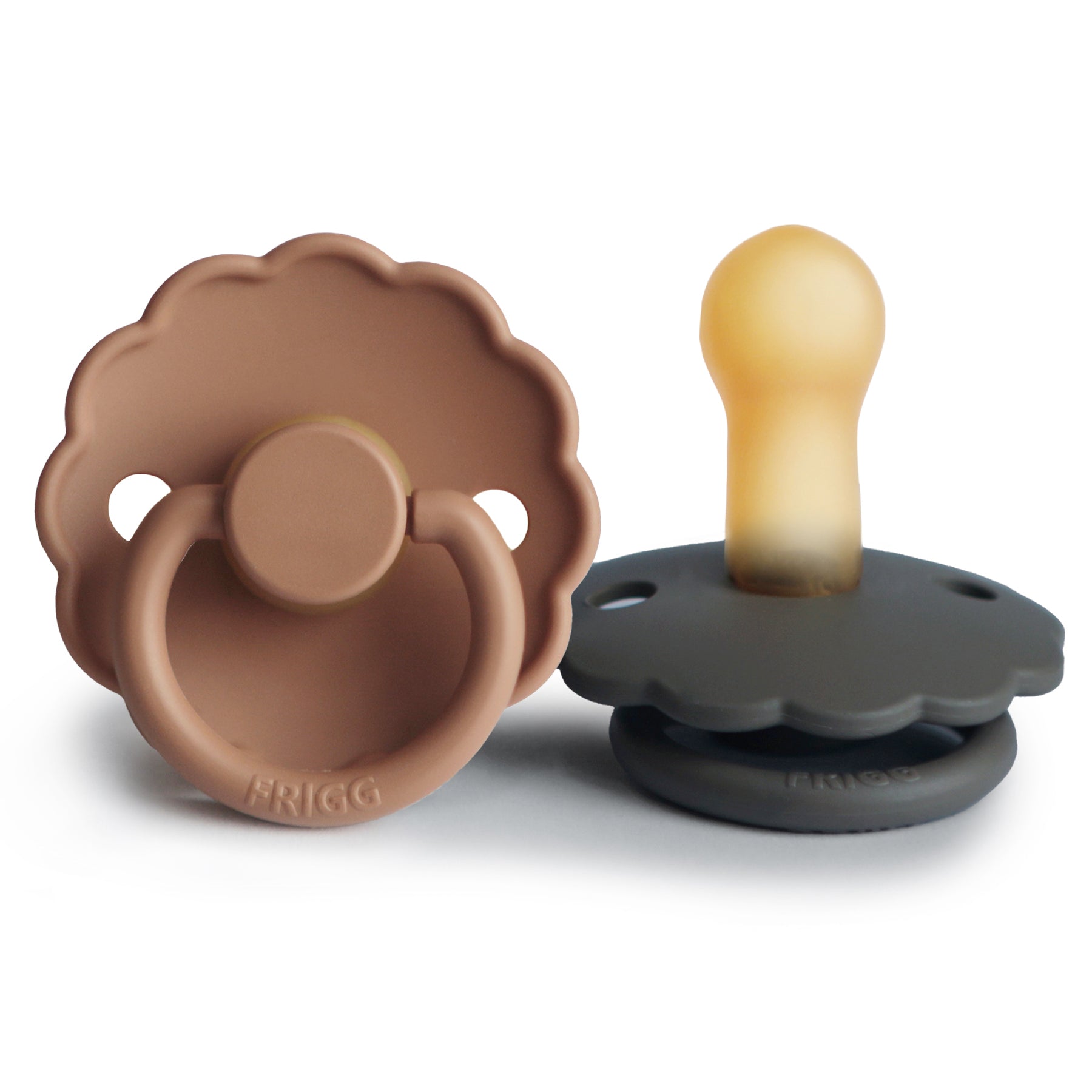 FRIGG Daisy Natural Rubber Pacifier 2 - Pack - Tenth & Pine - FRIGG PACIFIERS - 6 - 18 months - Graphite/Peach Bronze