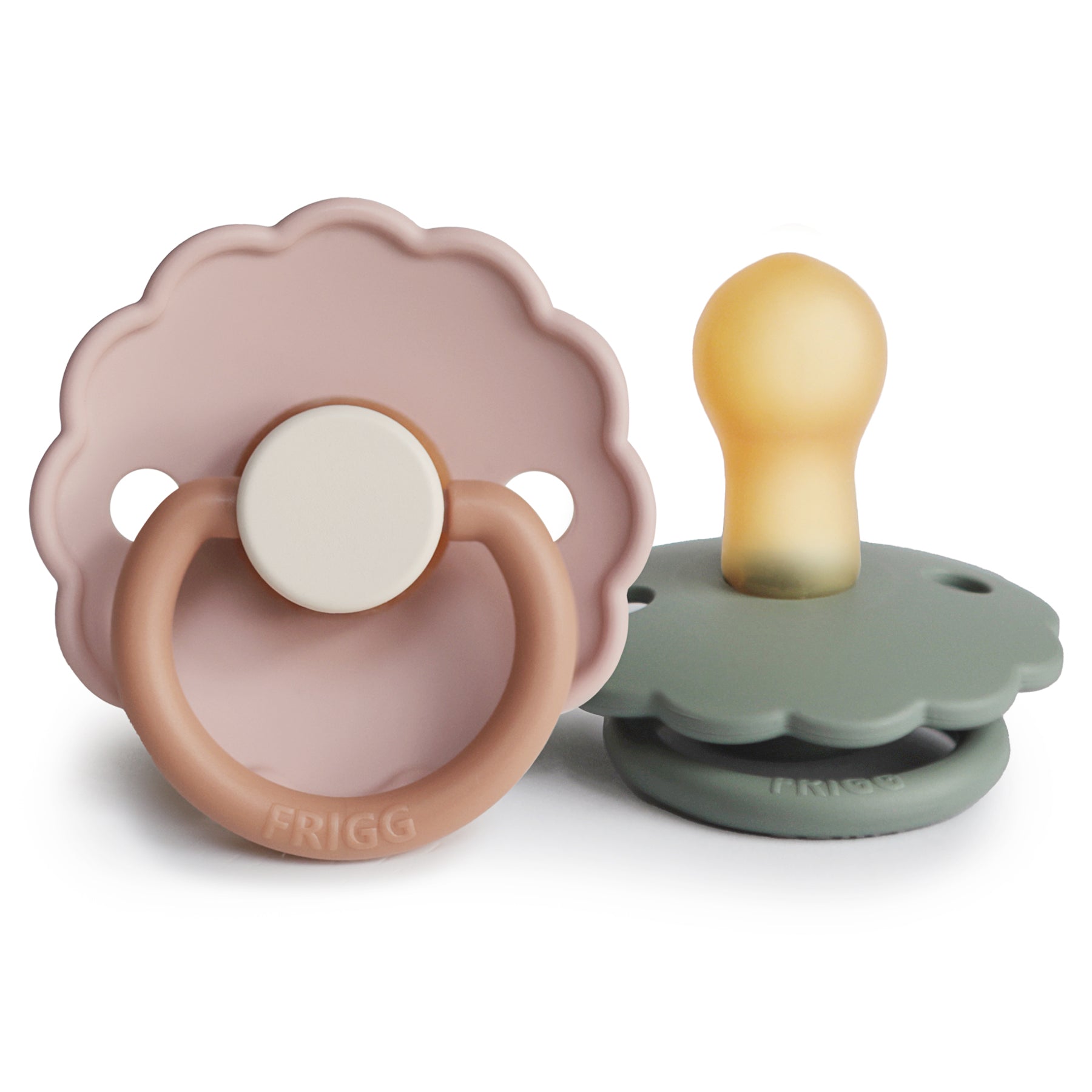 FRIGG Daisy Natural Rubber Pacifier 2 - Pack - Tenth & Pine - FRIGG PACIFIERS - 0 - 6 months - Biscuit/Lily Pad
