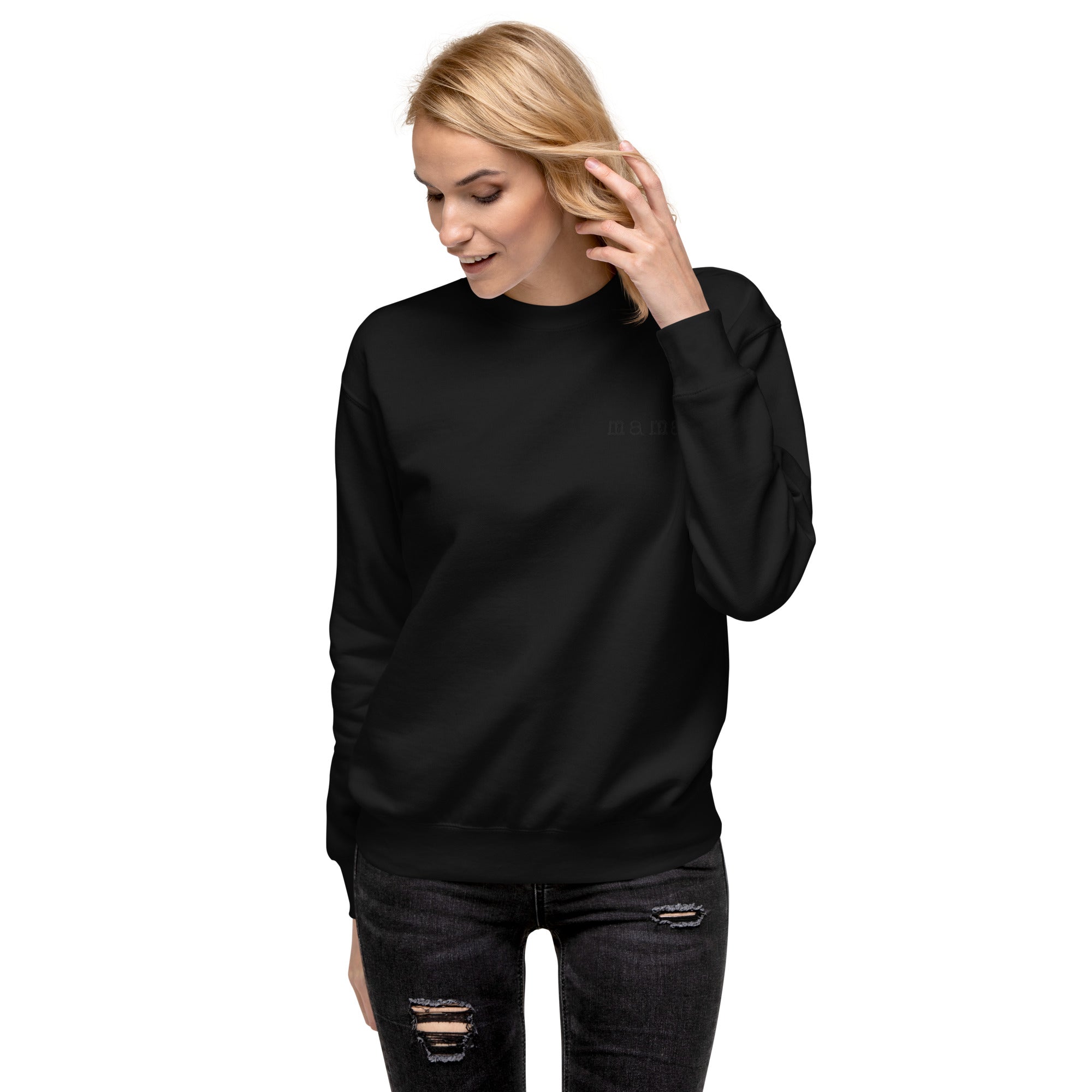 Mama. Embroidered | Premium Adult Sweatshirt - Tenth & Pine - S - Black