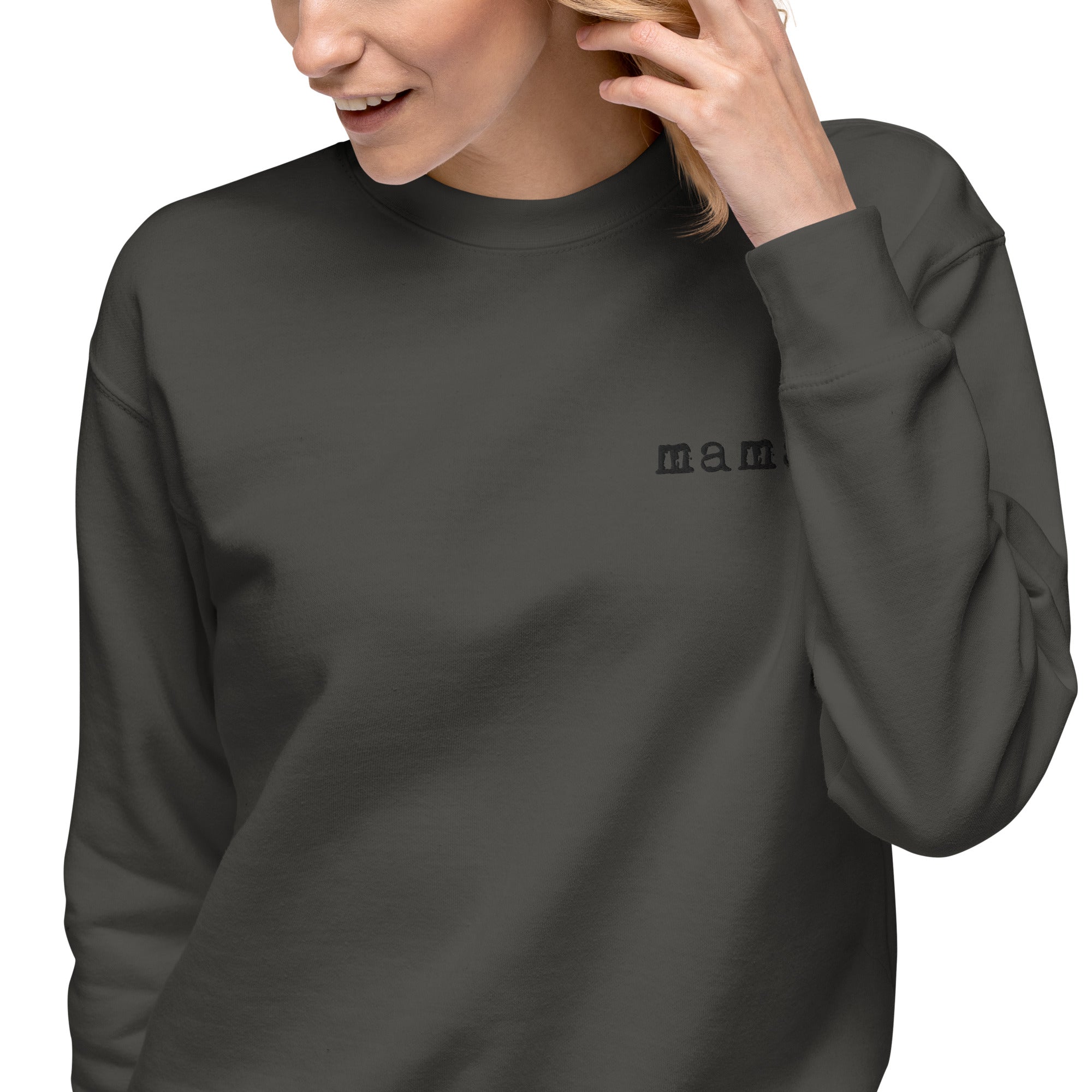 Mama. Embroidered | Premium Adult Sweatshirt - Tenth & Pine - S - Vintage Black