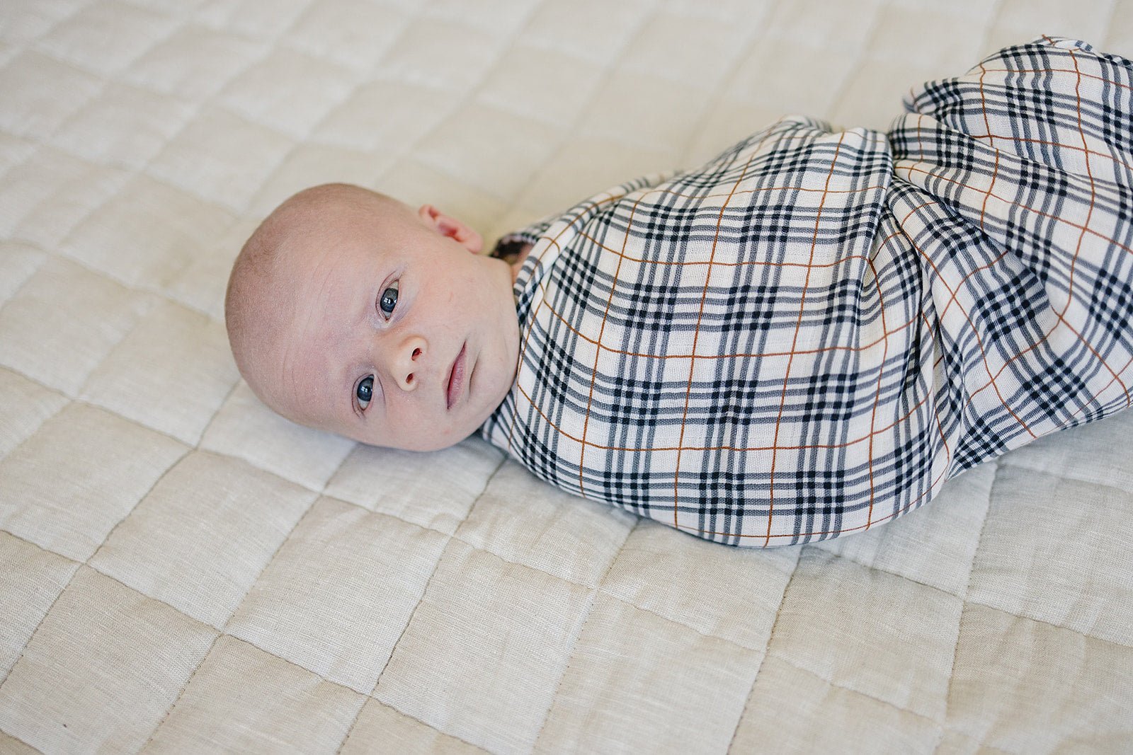 Vintage Plaid Muslin Swaddle Blanket - Tenth & Pine -
