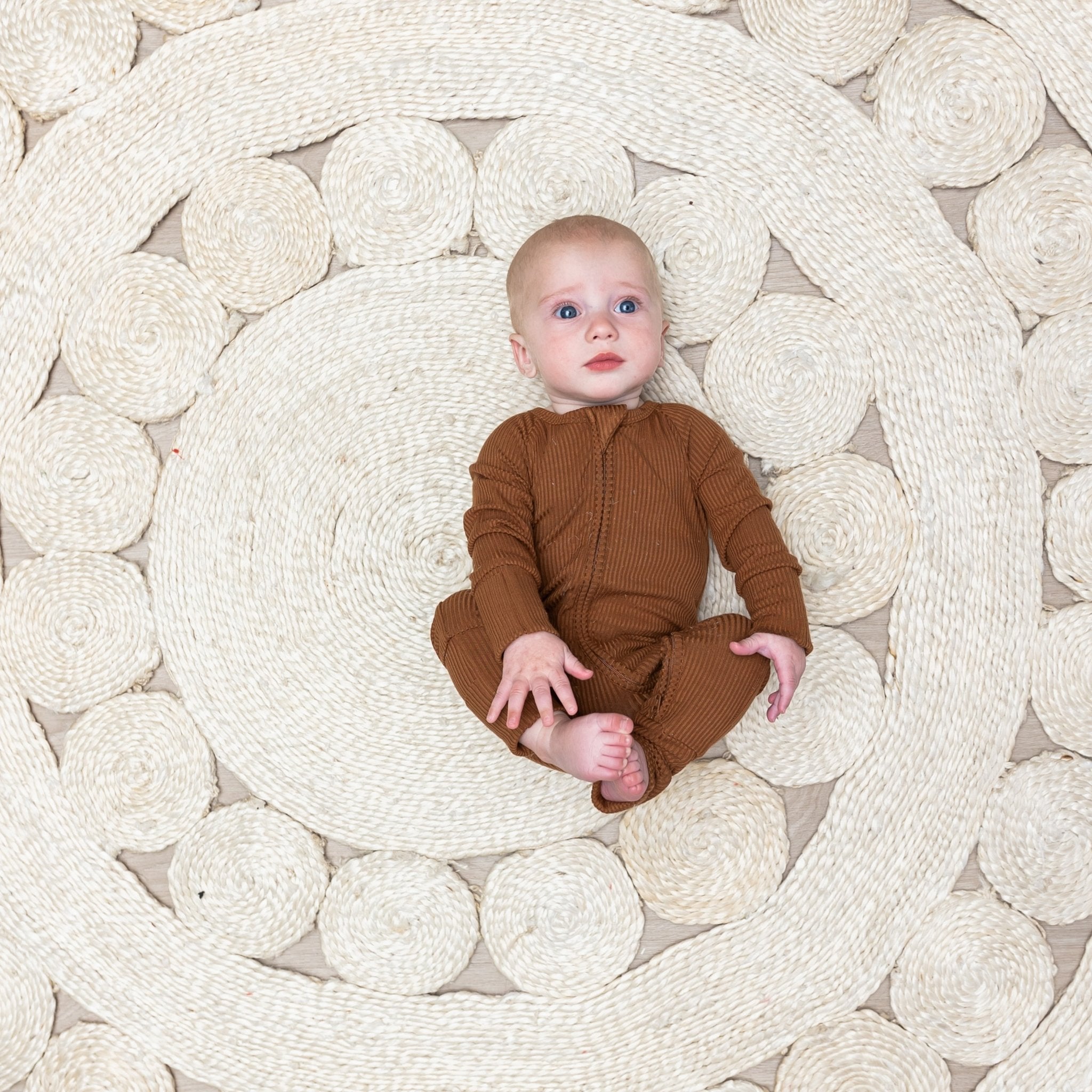 ZIP ROMPER - Bark Ribbed - Tenth & Pine - zip rompers - ribbed - 0/3m