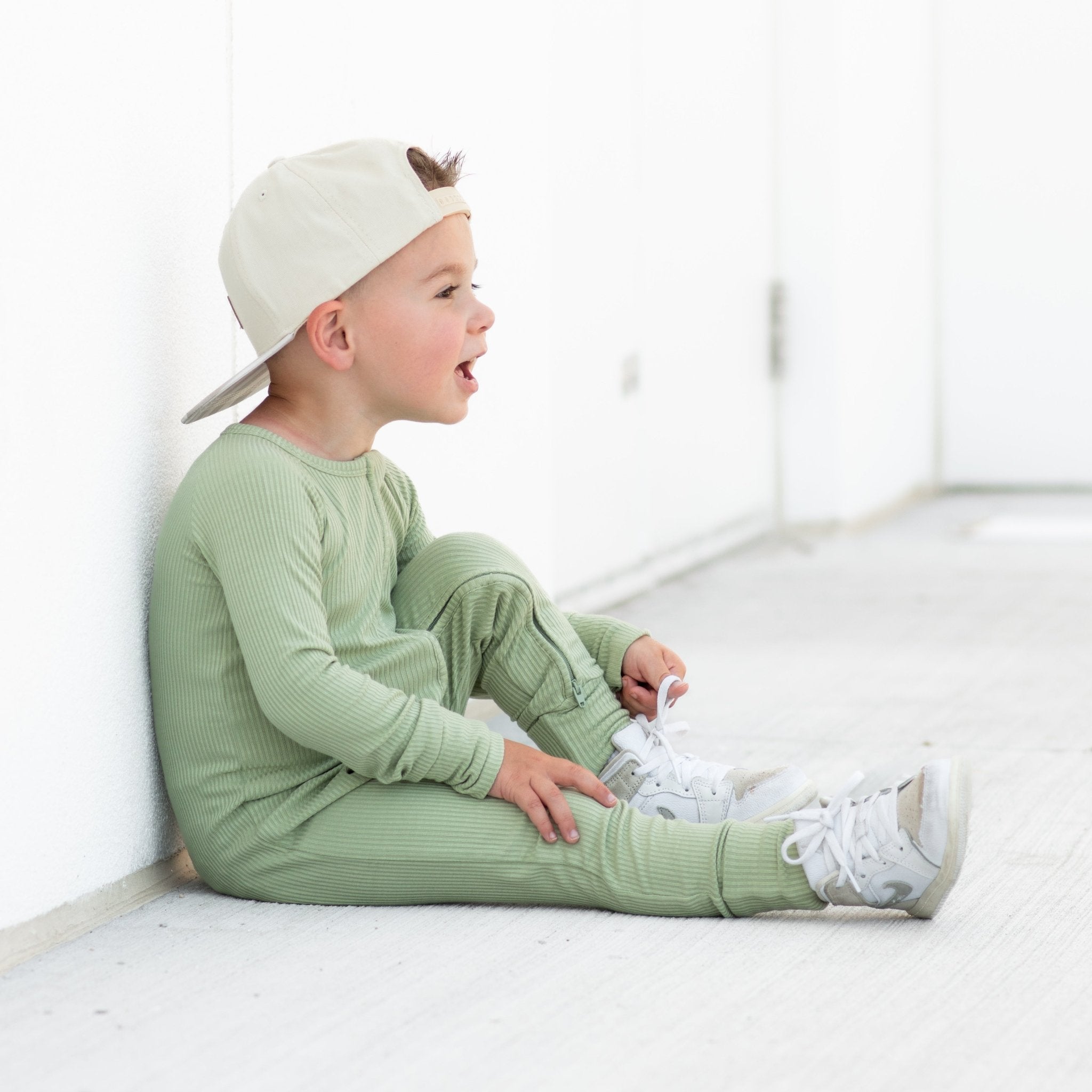 ZIP ROMPER - Pistachio Ribbed - Tenth & Pine - zip rompers - ribbed - 0/3m