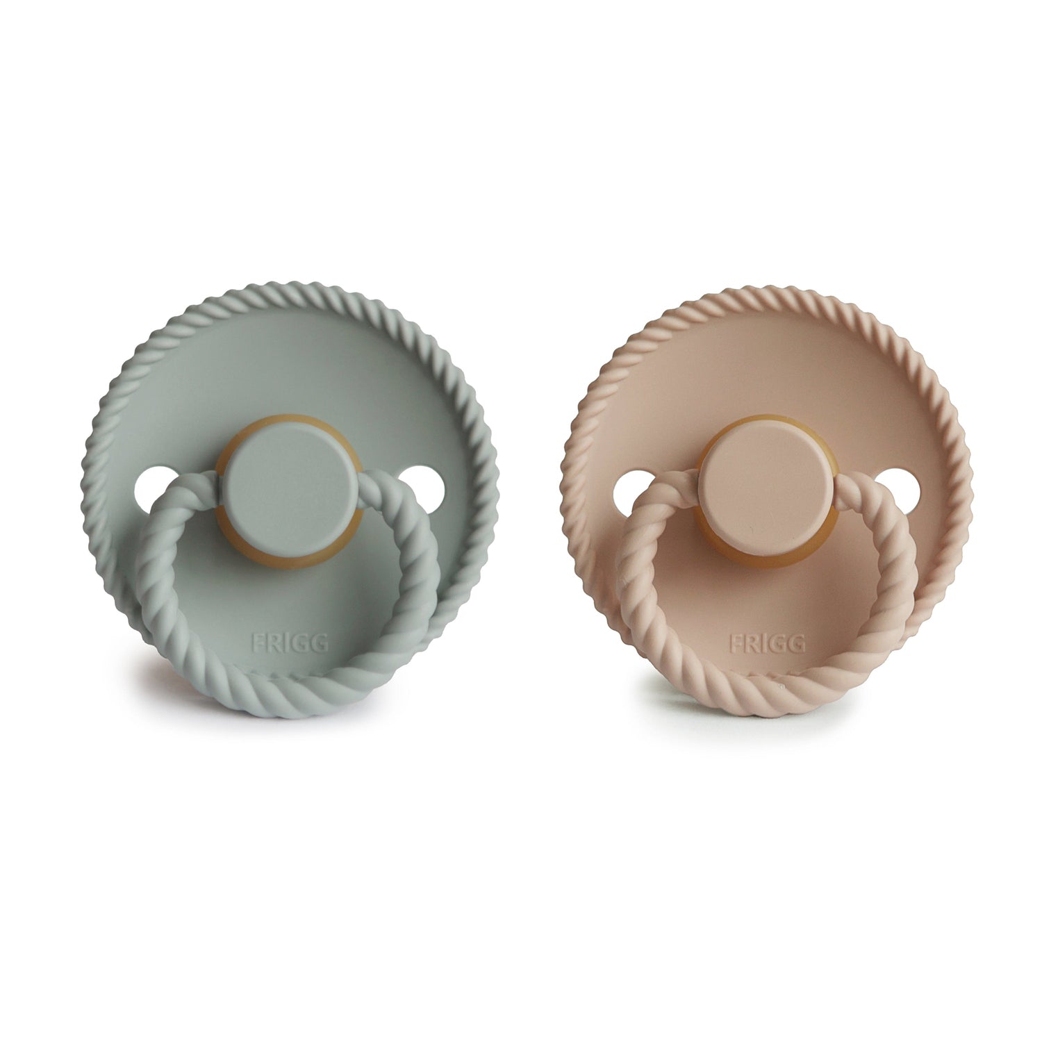FRIGG Rope Natural Rubber Pacifier 2 - Pack - Tenth &amp; Pine - FRIGG PACIFIERS - 6 - 18 months - Cream/Green Tea