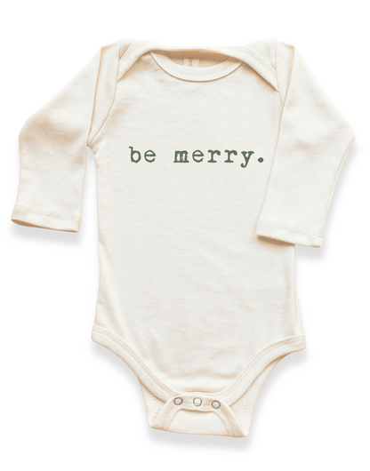 Be Merry Organic Cotton Baby Bodysuit Long Sleeve