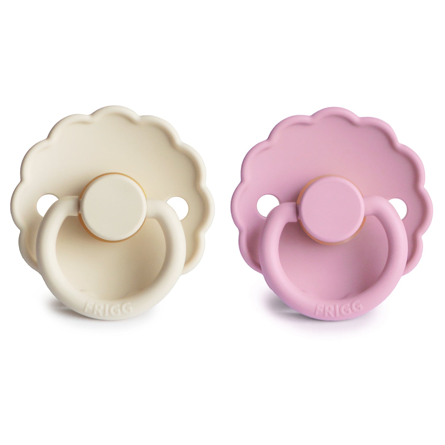 FRIGG Daisy Natural Rubber Pacifier 2 - Pack - Tenth &amp; Pine - FRIGG PACIFIERS - 6 - 18 months - Pink Cream/Poppy