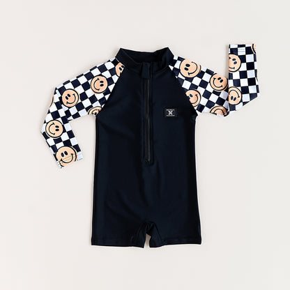 UPF 50 RASHGUARD ONESIE - HAPPY SURF