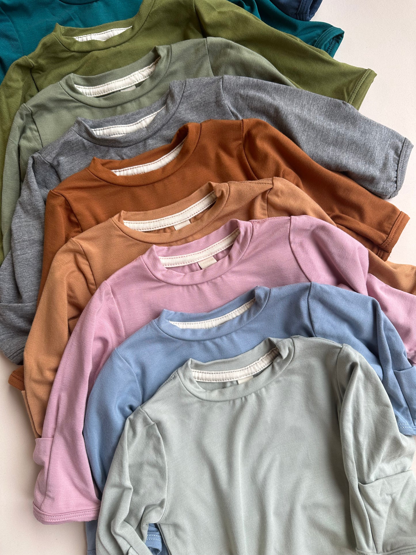 *Preorder* Long Sleeve Crew Neck Tee with Mittens | Baby & Toddler | Luxury Bamboo | Dusty Pink - Tenth & Pine - Bamboo Long Sleeve Tee - T-shirt - 0 - 3 M
