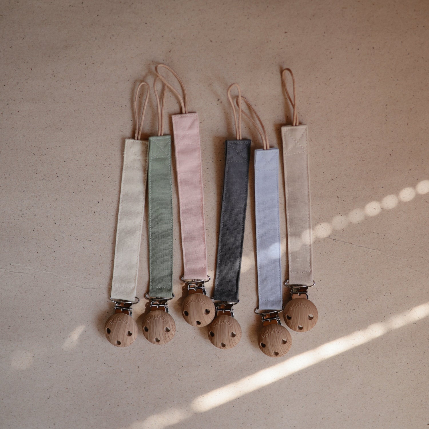 Linen Pacifier Clip 2 - Pack - Tenth &amp; Pine - Pacifier Clip - Blush/Cream