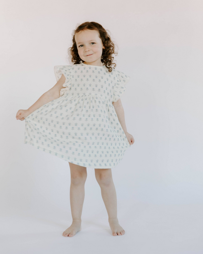 Organic Cotton Muslin Flutter Sleeve Dress