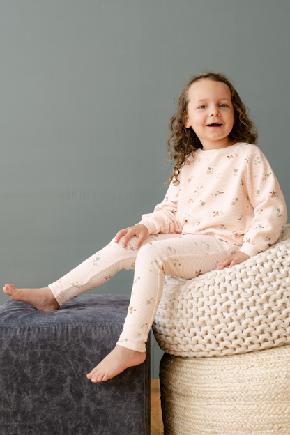 Organic Cotton Waffle Legging in Birds