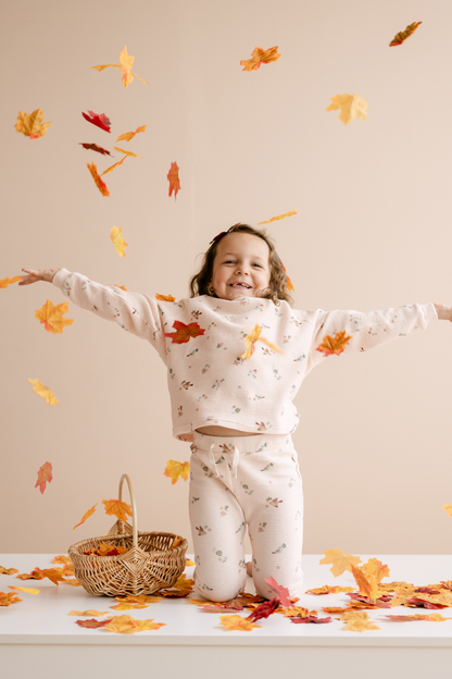 Organic Cotton Waffle Long Sleeve Tee in Birds