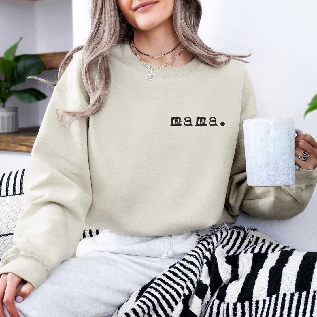 Mama. Embroidered | Premium Adult Sweatshirt - Tenth &amp; Pine - S - Bone
