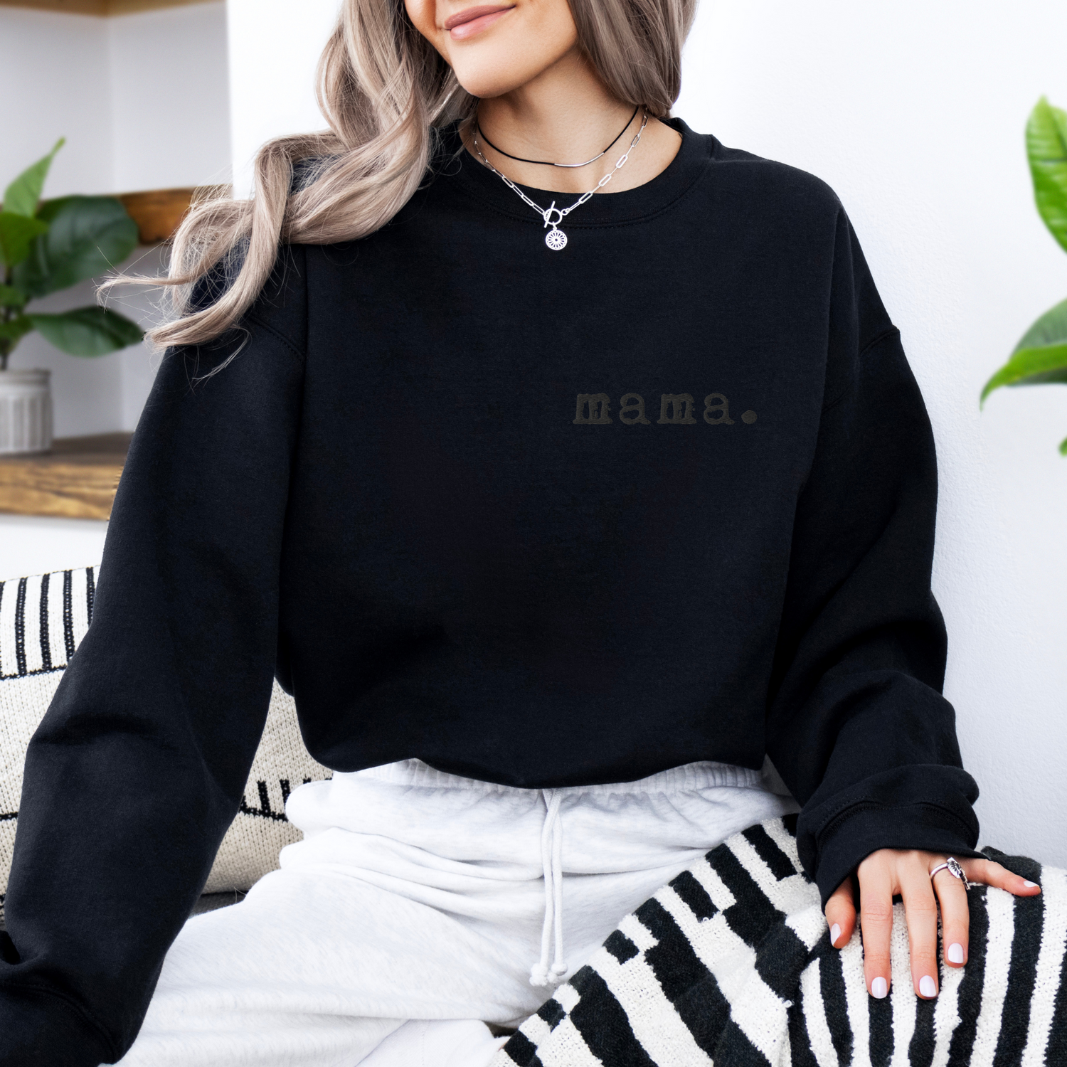 Mama. Embroidered | Premium Adult Sweatshirt - Tenth &amp; Pine - S - Black