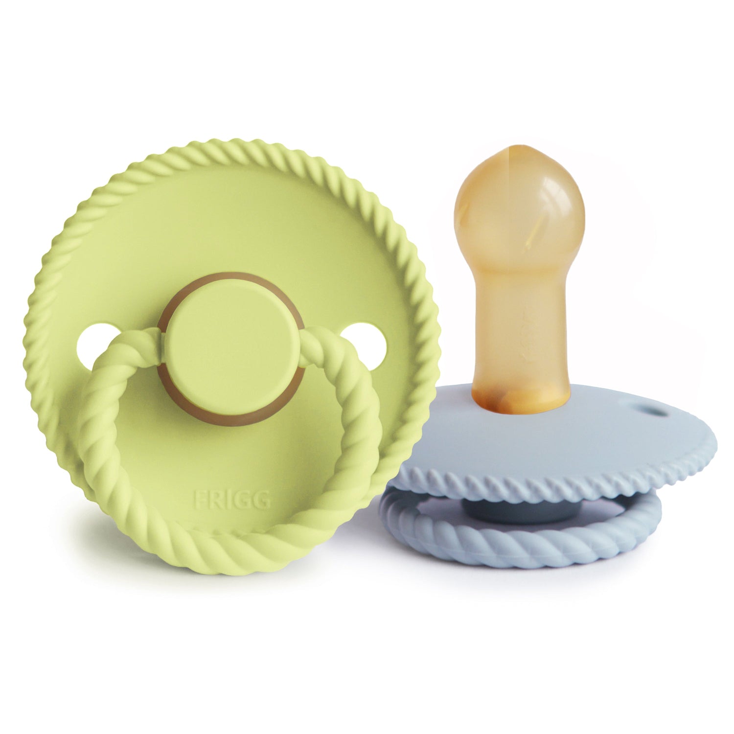 FRIGG Rope Natural Rubber Pacifier 2 - Pack - Tenth &amp; Pine - FRIGG PACIFIERS - 6 - 18 months - Green Tea/Powder Blue
