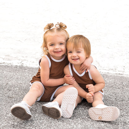 TRACK SHORTS SET- Bamboo Rib Sienna