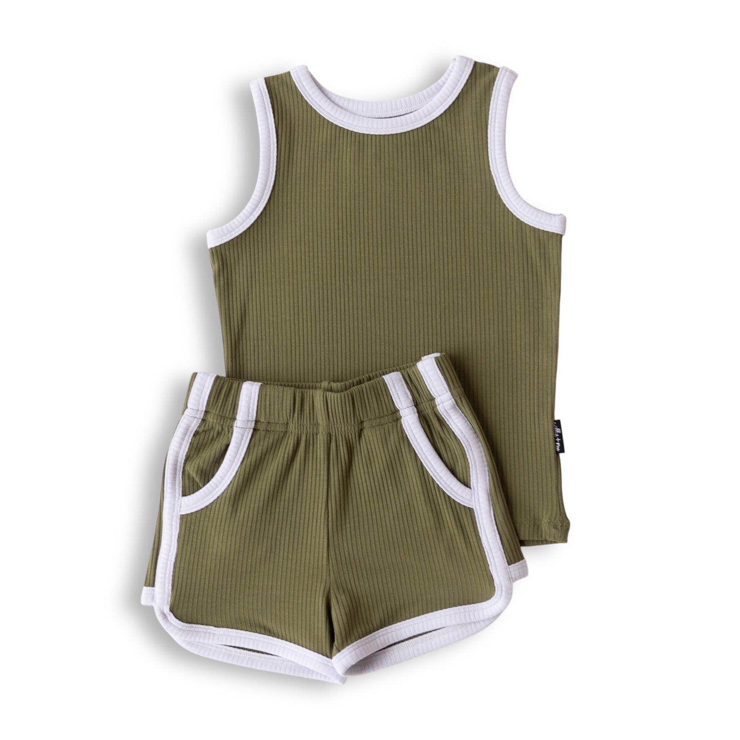 TRACK SHORTS SET- Bamboo Rib Sage