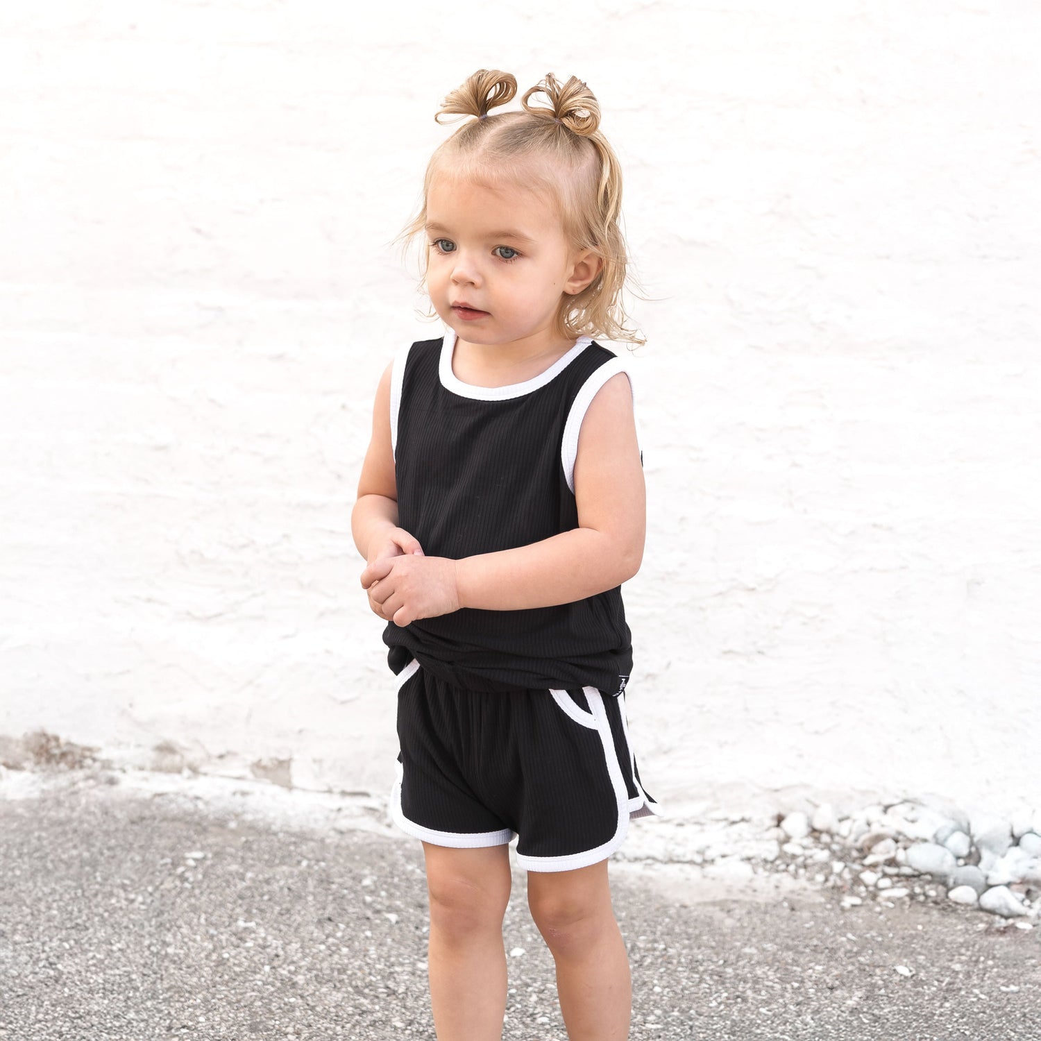 TRACK SHORTS SET- Bamboo Rib Midnight