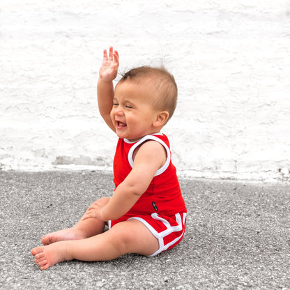 TRACK SHORTS SET- Bamboo Rib Red
