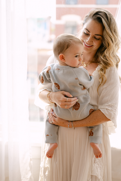 Organic Snail Romper in Pearl Blue