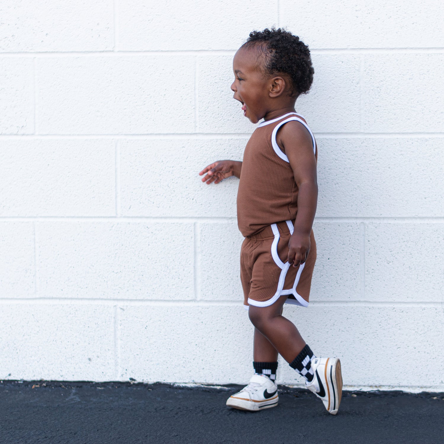 TRACK SHORTS SET- Bamboo Rib Sienna