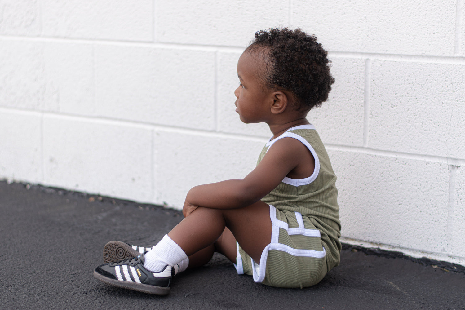 TRACK SHORTS SET- Bamboo Rib Sage