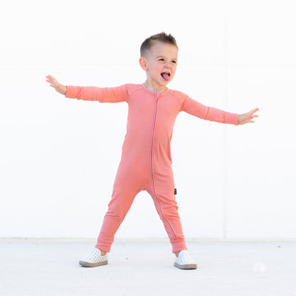 ZIP ROMPER - Red Rock Ribbed