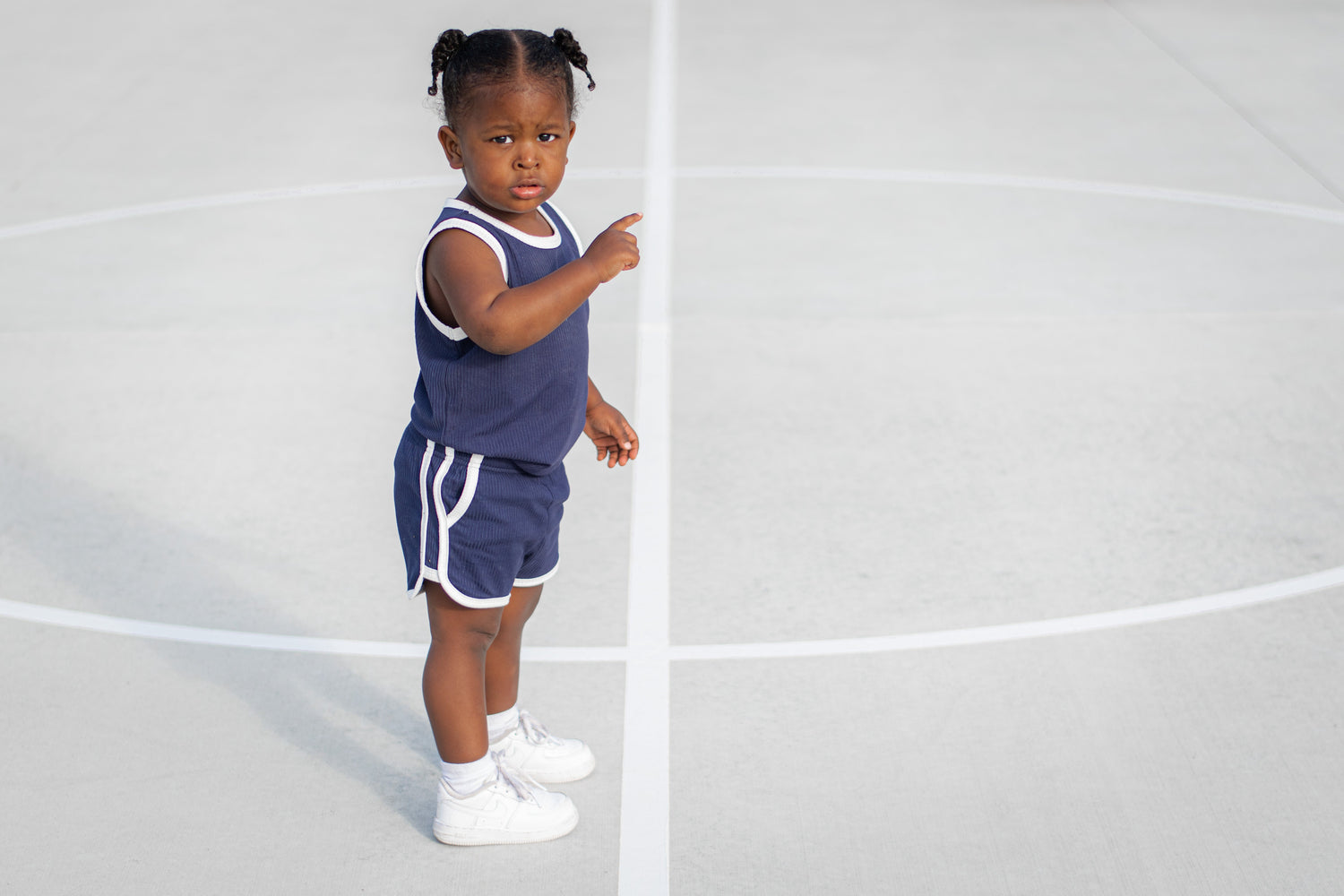 TRACK SHORTS SET- Bamboo Rib Navy