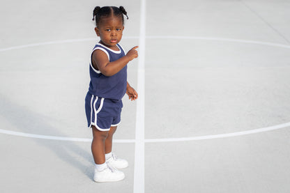 TRACK SHORTS SET- Bamboo Rib Navy