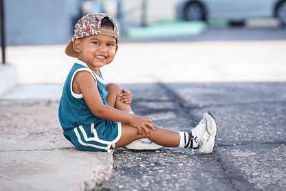 TRACK SHORTS SET- Bamboo Rib Peacock