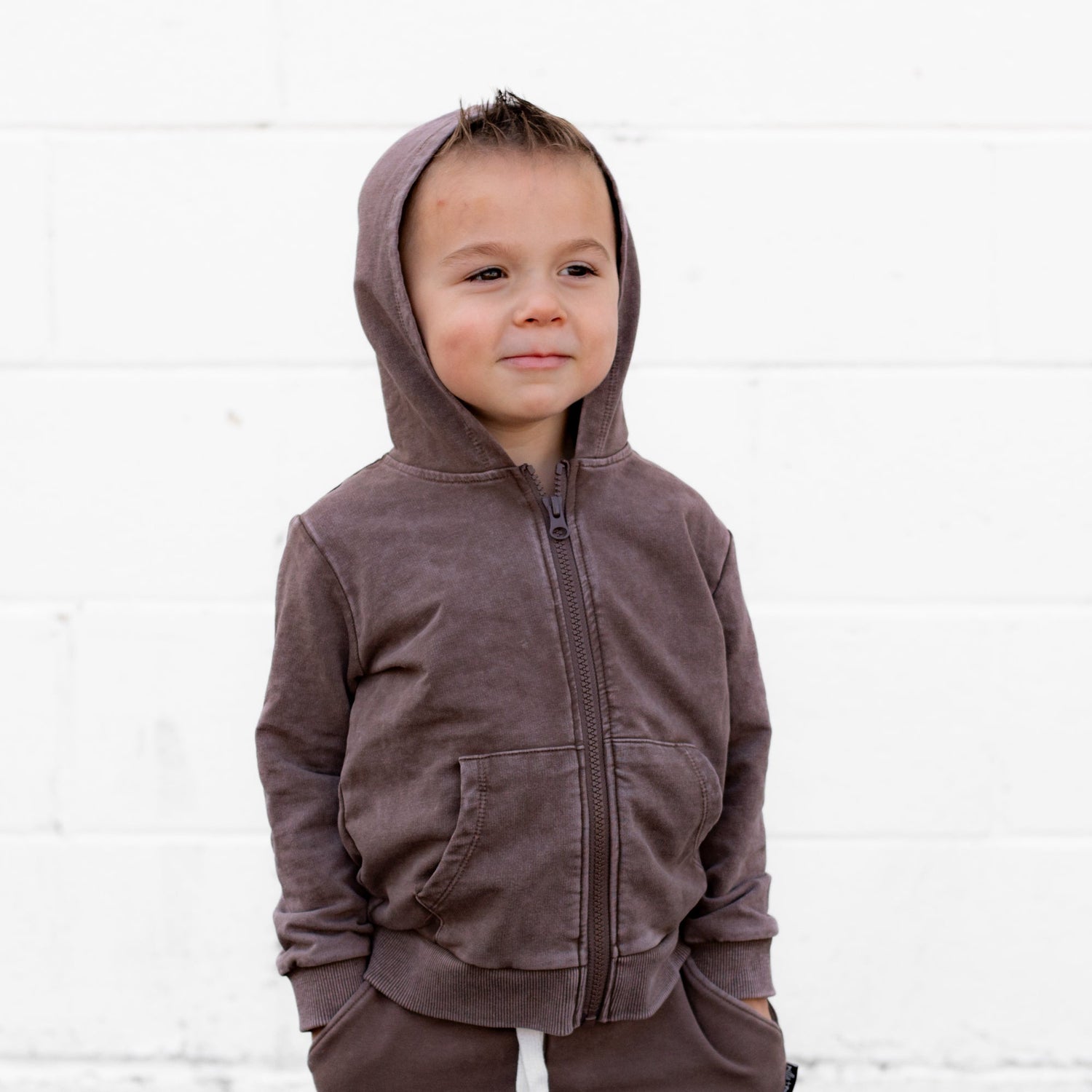 ZIP HOODIE- Bark Snow Wash