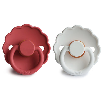 FRIGG Daisy Natural Rubber Pacifier 2 - Pack - Tenth &amp; Pine - FRIGG PACIFIERS - 6 - 18 months - Pink Cream/Poppy