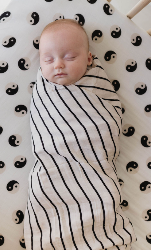 Muslin Swaddle | Grey &amp; Black Stripe