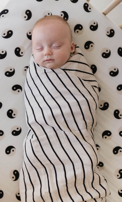 Muslin Swaddle | Grey &amp; Black Stripe