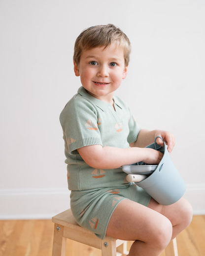 Cameron Knit Polo Seafoam