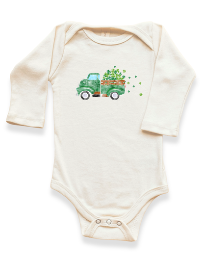 Shamrock Truck Organic Baby Bodysuit Long Sleeve