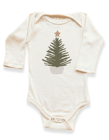 Holiday Tree Organic Baby Bodysuit Long Sleeve
