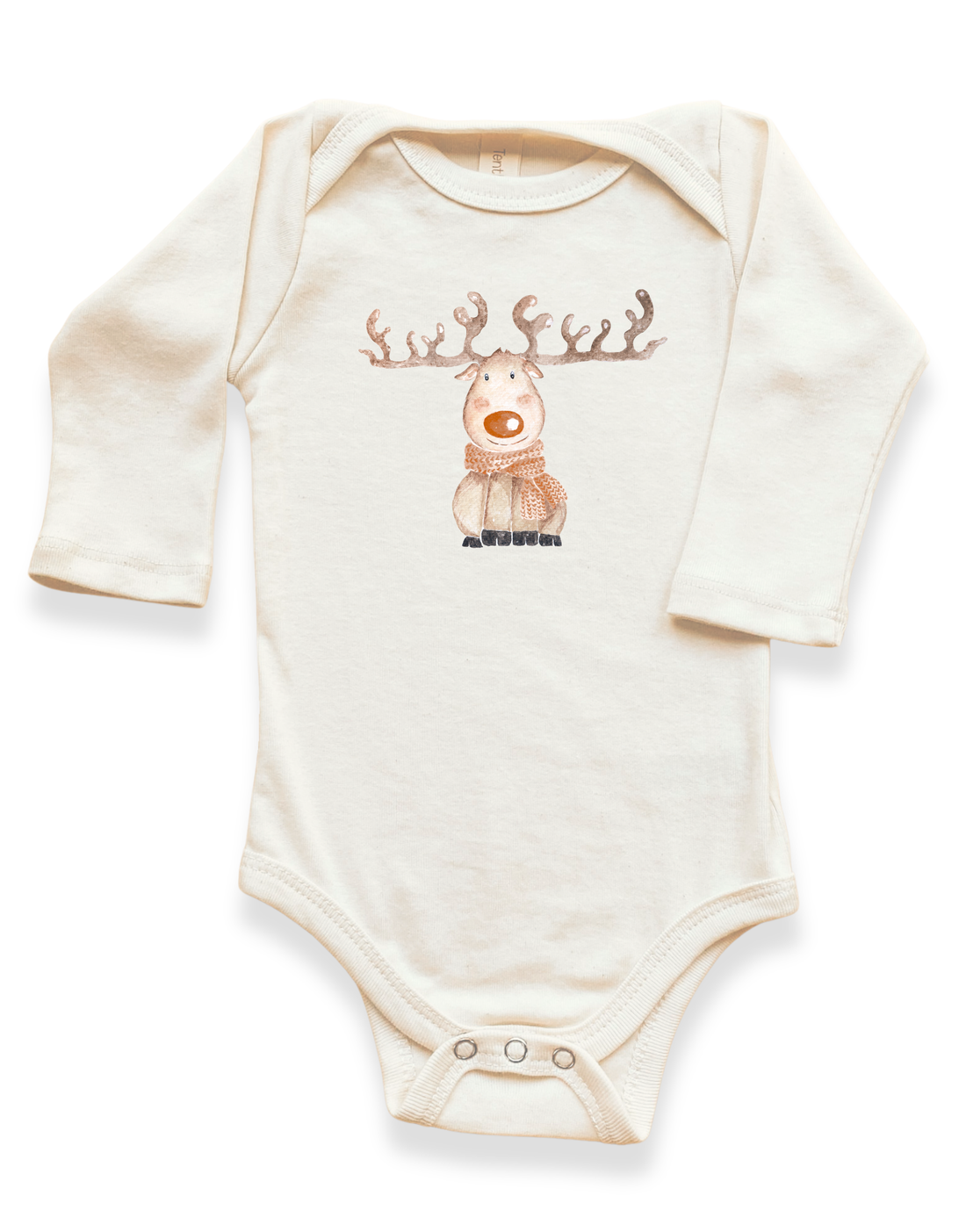 Reindeer Organic Baby Bodysuit Long Sleeve