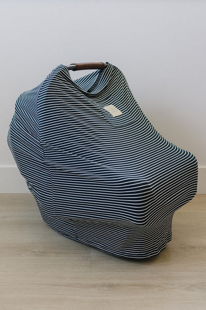 Navy Stripes Ribbed Bamboo Multi-Use Cover