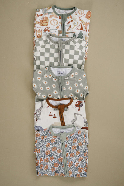 Light Green Daisy Bamboo Zipper