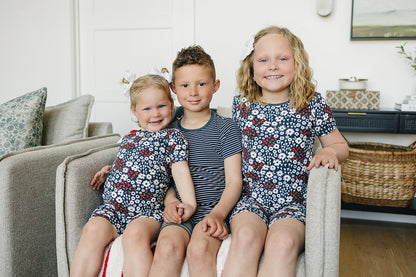 Americana Floral Ribbed Bamboo Cozy Short Set