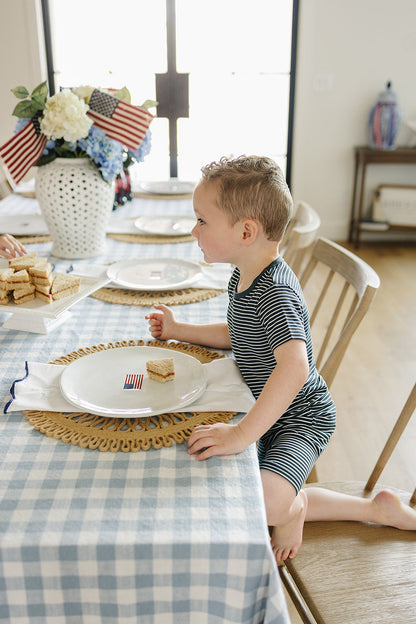 Navy Stripes Ribbed Bamboo Cozy Short Set