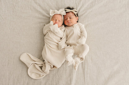 Cream Ribbed Bamboo Knot Gown