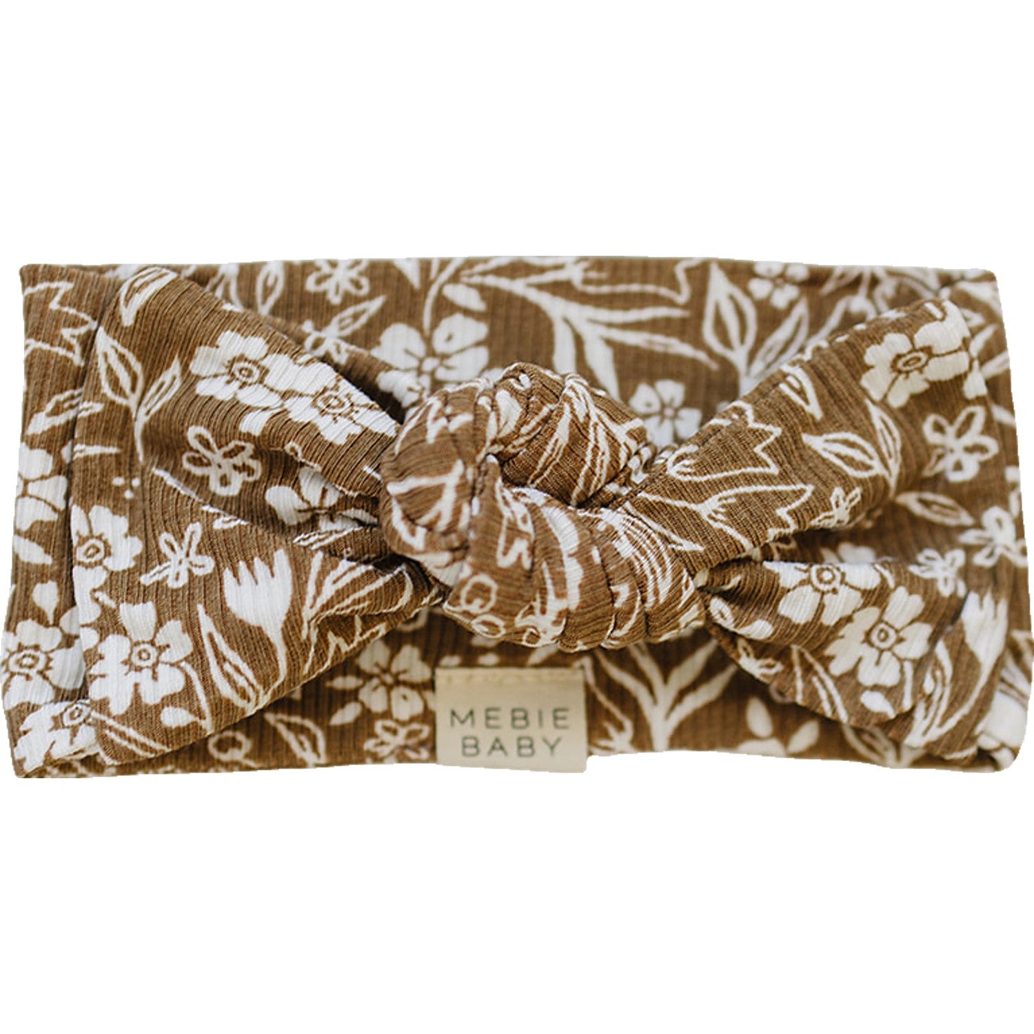 Brown Floral Ribbed Bamboo Head Wrap
