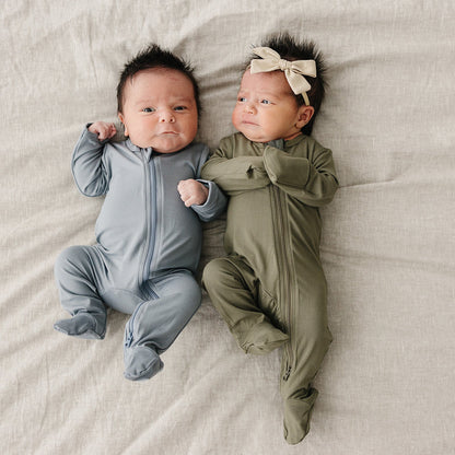 Olive Bamboo Footed Zipper