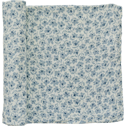 Blue Blossom Muslin Swaddle Blanket