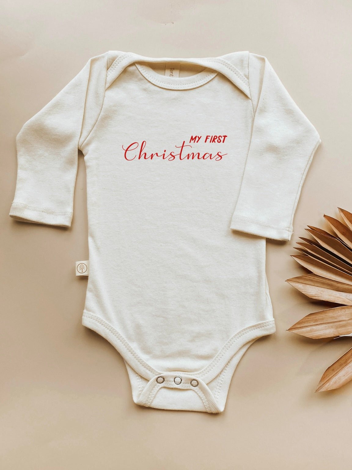 Baby My First Christmas Graphic Long Sleeve Organic Bodysuit - Tenth &amp; Pine - Long Sleeve Onesie - 0 - 3M